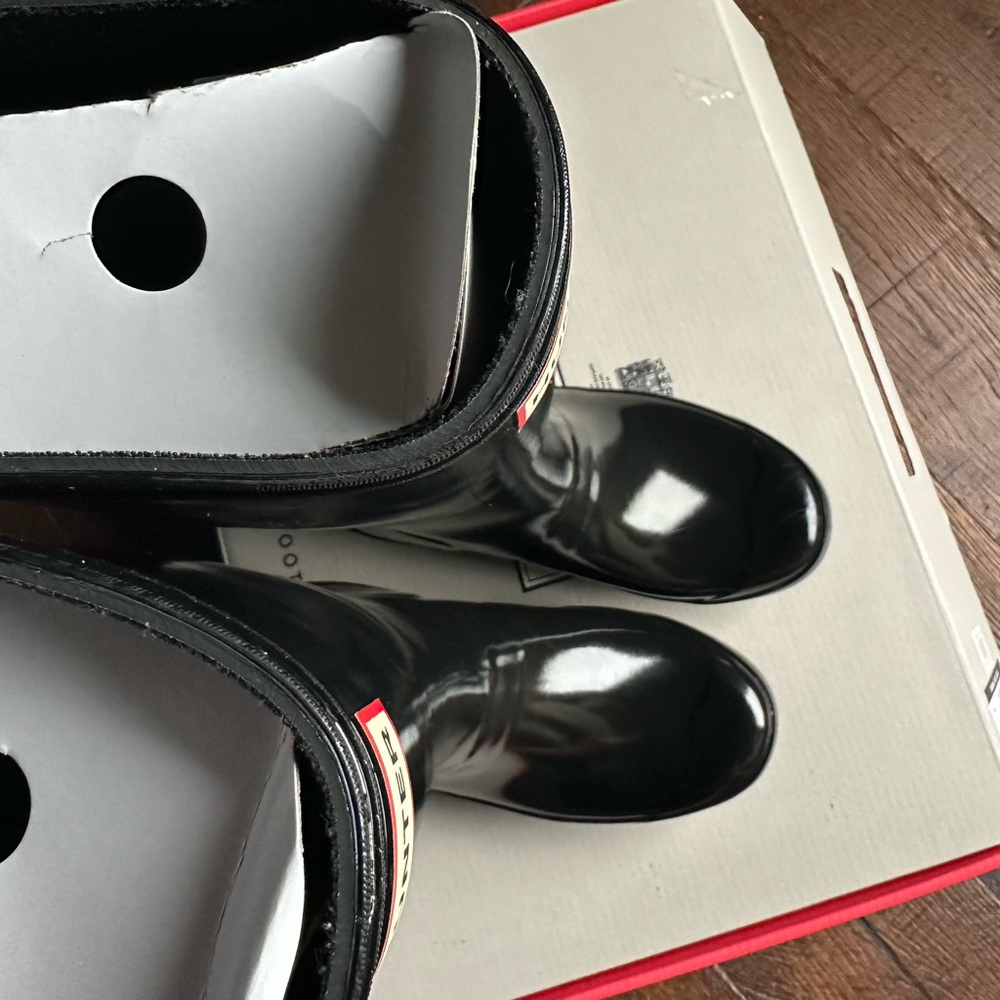 Hunter Original Gloss Tall Black Rain Boots Big Kids UK 1 US 2B/3G EU 33 - Picture 5 of 10